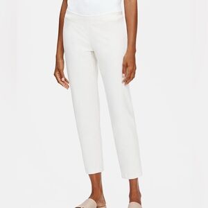 Eileen Fisher White Stretch Crepe Pull-on Ankle Pants Petite Small.